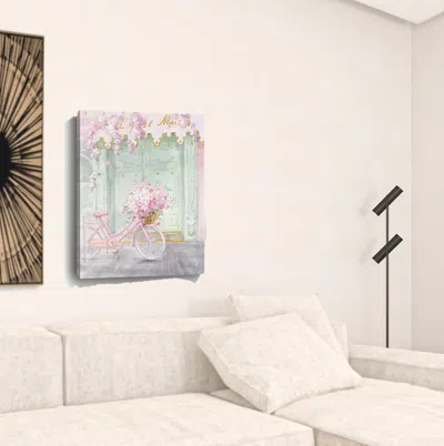 Homezia Pretty Pastel Pink Paris Unframed Print Wall Art In Blue