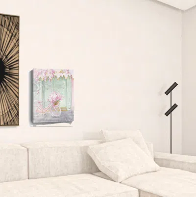 Homezia Pretty Pastel Pink Paris Unframed Print Wall Art In Blue