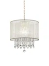 Homezia Primo Gold Finish Ceiling Lamp With Crystal Accents And White Shade