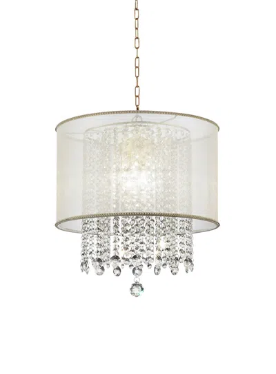 Homezia Primo Gold Finish Ceiling Lamp With Crystal Accents And White Shade