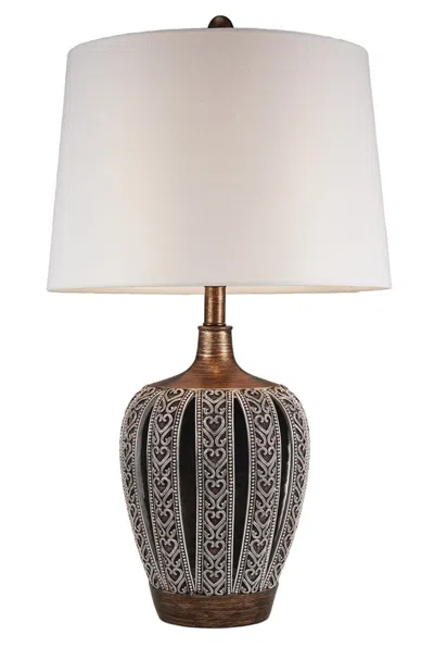 Homezia Primo Tall Brown Table Lamp With White Lamp Shade In Black