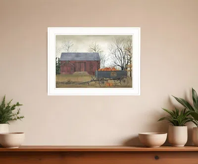Homezia Pumpkin Wagon 2 White Framed Print Wall Art