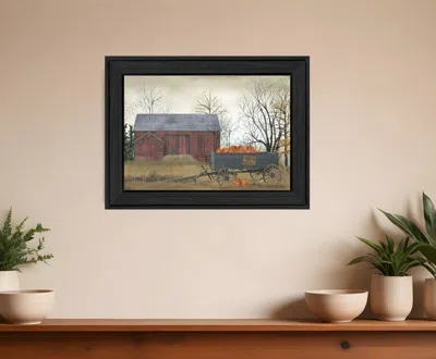 Homezia Pumpkin Wagon 3 Black Framed Print Wall Art