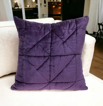 Homezia Purple Chunky Geo Stitched Velvet Decorative Throw Pillow
