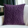 Homezia Purple Quilted Velvet Geo Decorative Throw Pillow