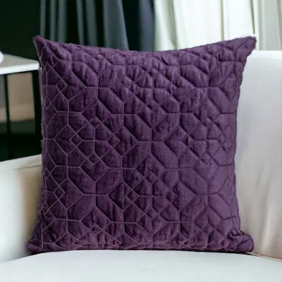 Homezia Purple Quilted Velvet Geo Decorative Throw Pillow