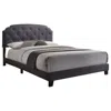 Homezia Queen Tufted Gray Upholstered Linen Bed With Nailhead Trim