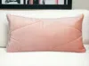 Homezia Quilted Pink Velvet Lumbar Throw Pillow