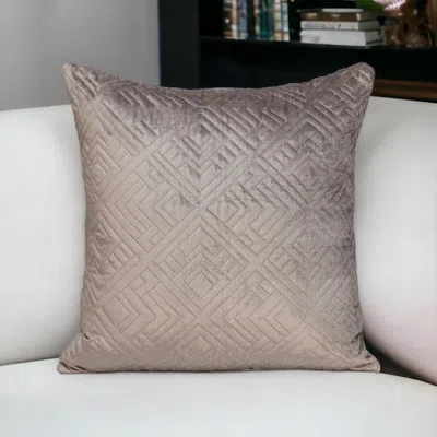 Homezia Quilted Taupe Decorative Throw Pillow