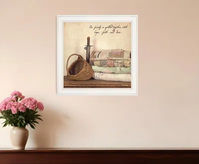 Homezia Quilted Together 1 White Framed Print Wall Art