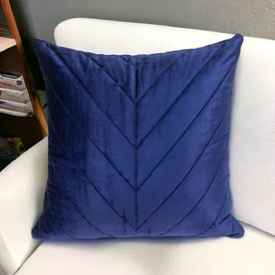Homezia Quilted Velvet Arrows Blue Decorative Throw Pillow
