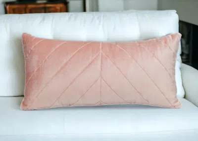 Homezia Quilted Velvet Arrows Pink Decorative Lumbar Pillow