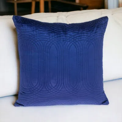 Homezia Quilted Velvet Blue Square Throw Pillow