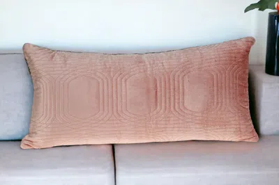 Homezia Quilted Velvet Pink Lumbar Throw Pillow