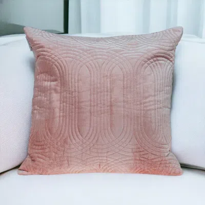 Homezia Quilted Velvet Pink Square Throw Pillow