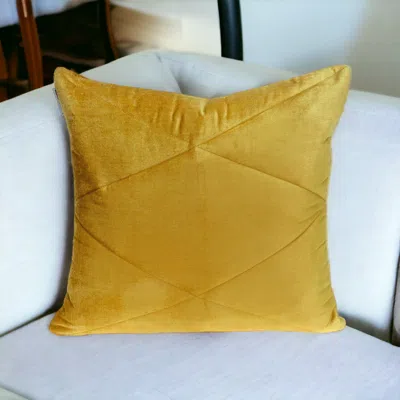 Homezia Quilted Yellow Velvet Throw Pillow