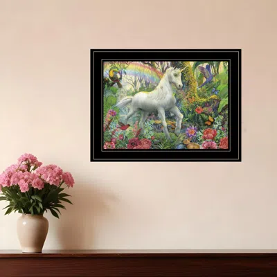 Homezia Rainbow Unicorn 3 Black Framed Print Wall Art