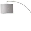 Homezia Reading Nook Floor Lamp Brushed Steel Arc Arm Adjustable Grey Fabric Shade