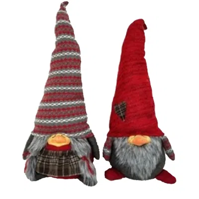 Homezia Red And Gray Holiday Plaid Girl Gnome