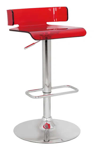 Homezia Red And Silver Metal Low Back Counter Height Bar Chair