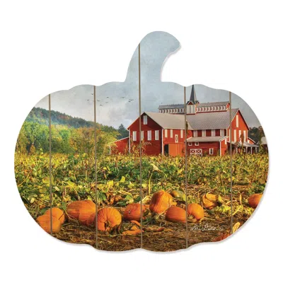 Homezia Red Barn Pumpkin Patch Unframed Print Wall Art In Black