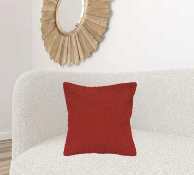 Homezia Red Nubby Textured Modern Throw Pillow