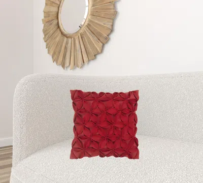 Homezia Red Pinwheel Floral Petal Down Throw Pillow