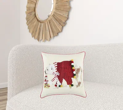 Homezia Red Polar Bear Dimensional Throw Pillow