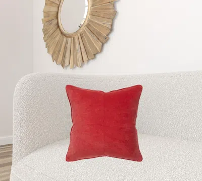 Homezia Red Solid Luxurious Modern Throw Pillow