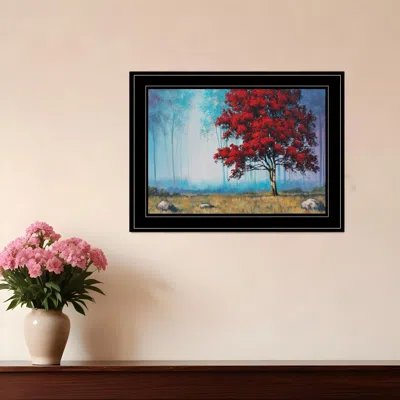 Homezia Red Tree 1 Black Framed Print Wall Art