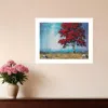 Homezia Red Tree 3 White Framed Print Wall Art