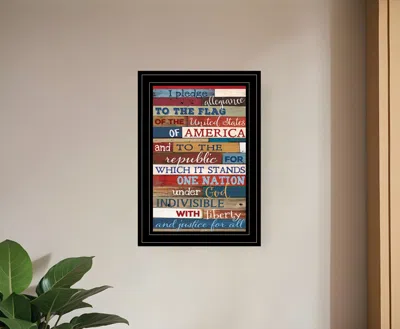 Homezia Red White And Blue Pledge Of Allegiance Black Framed Print Wall Art