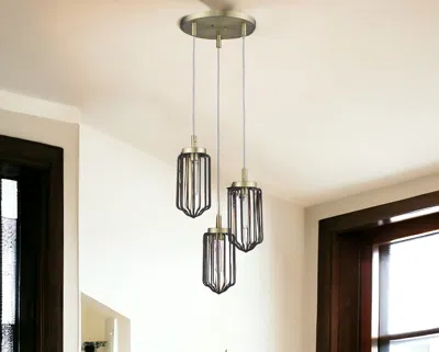 Homezia Reece 3-light Aged Brass Chandelier In Metallic