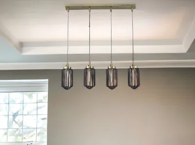 Homezia Reece 4-light Aged Brass Island Pendant In Black