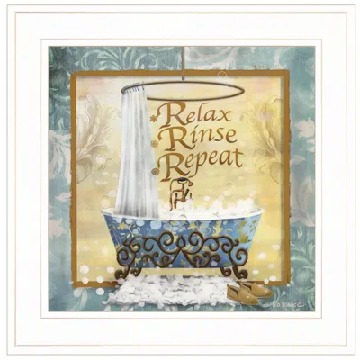 Homezia Relax Rinse Repeat 1 White Framed Print Bathroom Wall Art In Multi