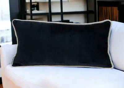 Homezia Reversible Black And White Lumbar Velvet Throw Pillow