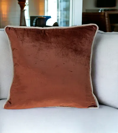 Homezia Reversible Gold And Brown Square Velvet Throw Pillow