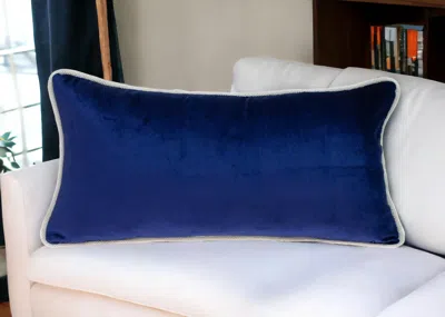 Homezia Reversible Royal And Aqua Lumbar Velvet Throw Pillow