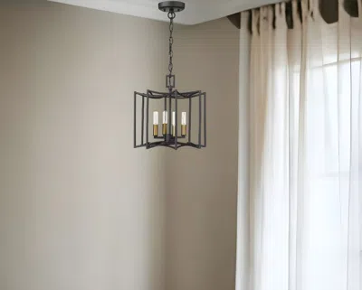Homezia Rhian 4-light Matte Black Pendant In Blue