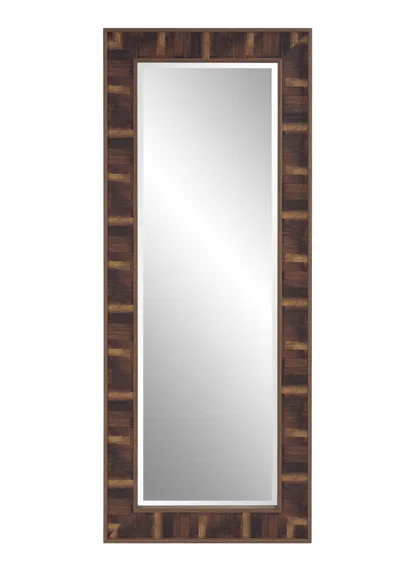 Homezia Rich Rustic Brown Faux Wood Full Body Wall Mirror