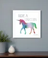 Homezia Ride A Unicorn White Framed Print Wall Art