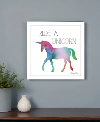 Homezia Ride A Unicorn White Framed Print Wall Art