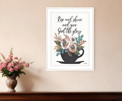Homezia Rise And Shine 5 White Framed Print Wall Art In Multi