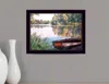 Homezia Rowboat Pond Landscape 1 Black Framed Print Wall Art