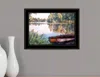 Homezia Rowboat Pond Landscape 3 Black Framed Print Wall Art