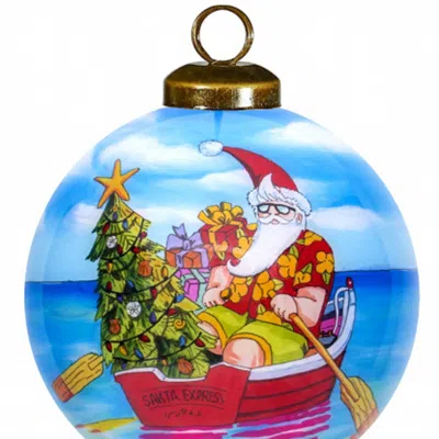 Homezia Rowing Santa Express Hand Painted Mouth Blown Glass Ornament