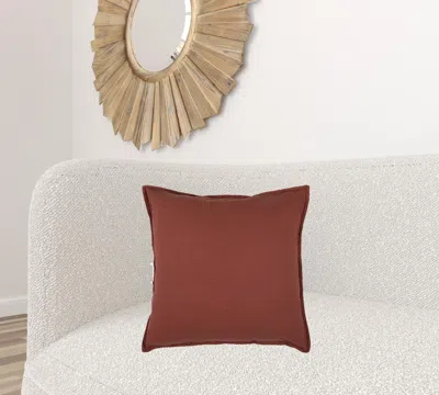 Homezia Rust Brown Solid Color Flange Edge Throw Pillow