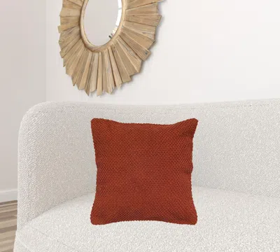 Homezia Rust Orange Nubby Textured Modern Throw Pillow