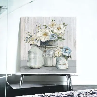 Homezia Rustic Grey Flowers Unframed Print Wall Art In Gray