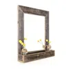 Homezia Rustic Weathered Gray Reclaimed Wood Plank Mirror With Shelf